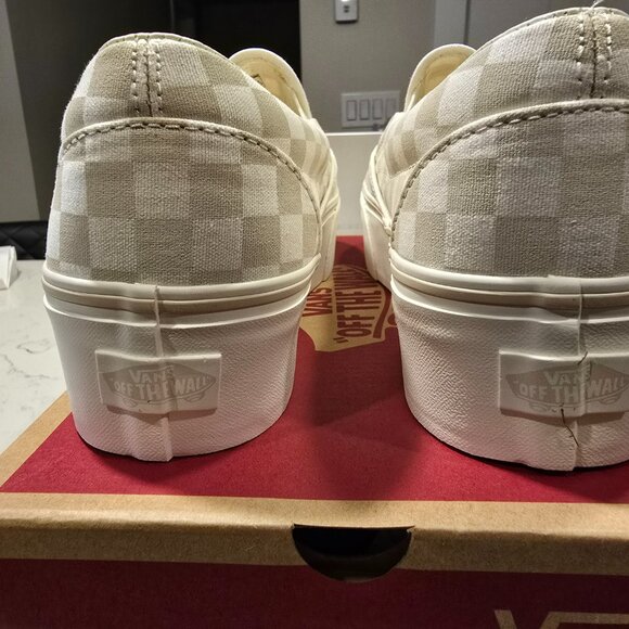 Vans Classic Slip on Stackform Men's Size 10 MARSHMELLOW CHECKERBOARD NEW W 11.5 - Picture 6 of 7